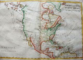 1770 BONNE - orig.  map of NORTH AMERICA,  USA,  UNITED STATES,  CANADA MEXICO TEXAS 2