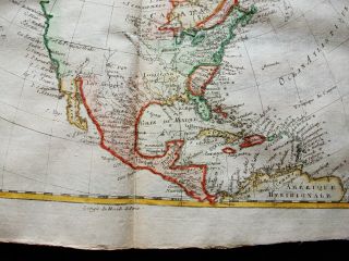 1770 BONNE - orig.  map of NORTH AMERICA,  USA,  UNITED STATES,  CANADA MEXICO TEXAS 4