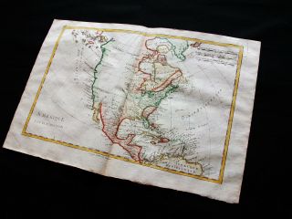 1770 BONNE - orig.  map of NORTH AMERICA,  USA,  UNITED STATES,  CANADA MEXICO TEXAS 6