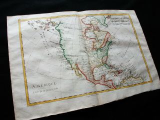 1770 BONNE - orig.  map of NORTH AMERICA,  USA,  UNITED STATES,  CANADA MEXICO TEXAS 7