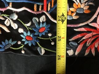 Vintage Chinese Figural Birds Colorful Silk Embroidered Piano Shawl Jacket 11