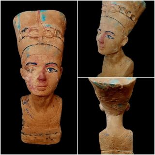 Large Rare Egyptian Antique Bust Queen Nefertiti Statue Figurine Sculpture Tall
