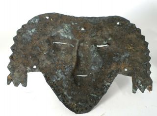 REPRO Antique / Vintage Pre - Columbian Metal Mask Face Plate Aztec Mayan Bead 2