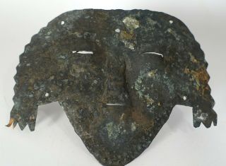 REPRO Antique / Vintage Pre - Columbian Metal Mask Face Plate Aztec Mayan Bead 3