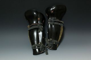 Japan Antique Edo yoroi Sune leg parts kabuto tsuba Armor katana Busho 2
