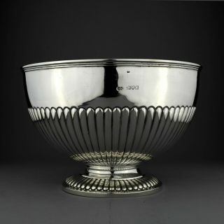 Antique Victorian Solid Sterling Silver Punch Bowl.  Sibray & Hall.  London,  1898