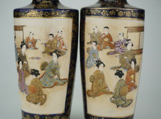 FINE PAIR Antique Japanese Satsuma Vase Fine Gilding Marked 19th C 4