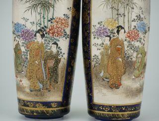 FINE PAIR Antique Japanese Satsuma Vase Fine Gilding Marked 19th C 7