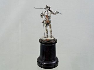 ANTIQUE SWEDISH SILVER STATUE Sweden Army Military Rifle Ski HALLBERG sterling 2