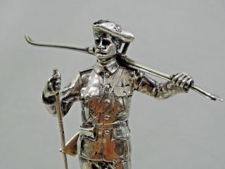 ANTIQUE SWEDISH SILVER STATUE Sweden Army Military Rifle Ski HALLBERG sterling 4