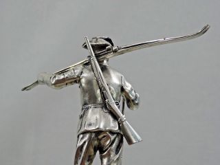 ANTIQUE SWEDISH SILVER STATUE Sweden Army Military Rifle Ski HALLBERG sterling 5