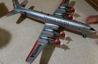 Vintage Tin Cragstan AMERICAN Airlines JET PLANE Japan Battery Toy Airplane 2