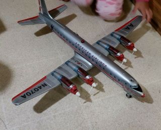 Vintage Tin Cragstan AMERICAN Airlines JET PLANE Japan Battery Toy Airplane 3