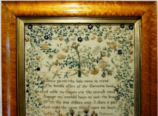 MID 19TH CENTURY VERSE & FLORAL SPRAY SAMPLER BY ALICE OULSNAM AGED 13 - 1843 2