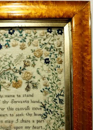 MID 19TH CENTURY VERSE & FLORAL SPRAY SAMPLER BY ALICE OULSNAM AGED 13 - 1843 5