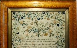 MID 19TH CENTURY VERSE & FLORAL SPRAY SAMPLER BY ALICE OULSNAM AGED 13 - 1843 9