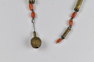 19th Century Middle Eastern Solid Silver & Coral Beaded Necklace 6