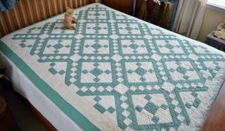 Antique Hand Stitched Jacobs Ladder Quilt Dated 1929