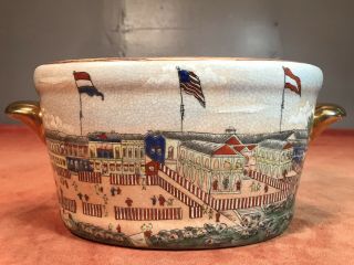 Antique Porcelain Uw United Wilson Dish Planter Juwc 1897 City Flag Ship Motif