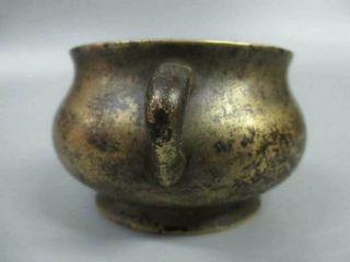 Antique Chinese Bronze ware Golden incense stove Da Ming xuande mark 2