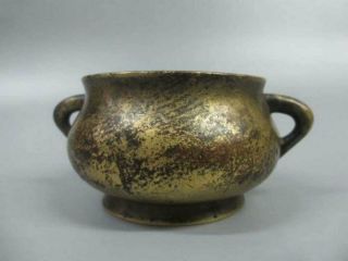 Antique Chinese Bronze ware Golden incense stove Da Ming xuande mark 3