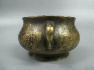 Antique Chinese Bronze ware Golden incense stove Da Ming xuande mark 4