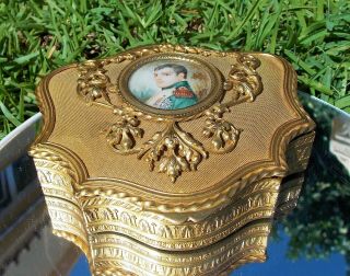 Stunning French 19th Century Ormolu Gilded Jewellery Box With Napoleon Portrait