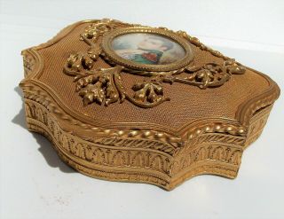 STUNNING FRENCH 19th CENTURY ORMOLU GILDED JEWELLERY BOX WITH NAPOLEON PORTRAIT 2