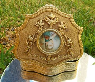 STUNNING FRENCH 19th CENTURY ORMOLU GILDED JEWELLERY BOX WITH NAPOLEON PORTRAIT 3