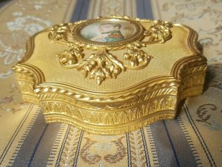 STUNNING FRENCH 19th CENTURY ORMOLU GILDED JEWELLERY BOX WITH NAPOLEON PORTRAIT 4