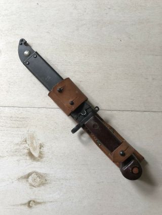 Ak47 Bayonet With Leather Frog Vintage Matching Serial Numbers