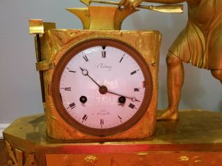 French Gilt Bronze Empire Clock 1800 Angel Arrow Maker Ormolu Versailles Anvil 5