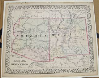 RARE 1872 PAHUTE COUNTY ARIZONA TERRITORY MAP – MEXICO - 5