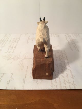 Vintage Wooden Hand Carved Figure Ram Mountain Goat Alpine John L Clarke 4