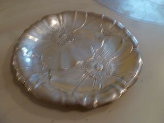 Antique Wallace Sterling Silver Art Nouveau Poppy Flowers Tray Plate 12.  61toz