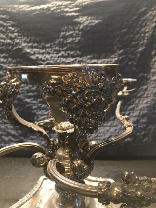 Victorian Epergne Silver Plate W/Four Arm w/ Crystal Bowls RARE 4