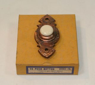 Vintage Door Bell Hammered Copper Push Button Arts & Crafts Metal
