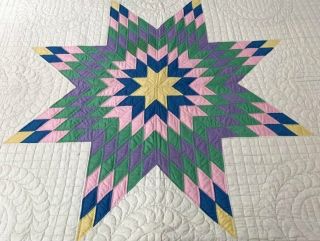 Framed in Diamonds c 1930s Star of Bethlehem QUILT Vintage 3