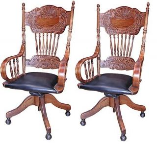 Antique Spindle Back Chairs With Brown Leather 1900 - 1950 4150