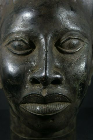 Life size IFE bronze African ONI KING head - Nigeria Benin,  TRIBAL ART 10