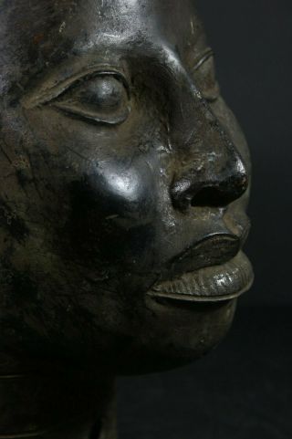 Life size IFE bronze African ONI KING head - Nigeria Benin,  TRIBAL ART 11