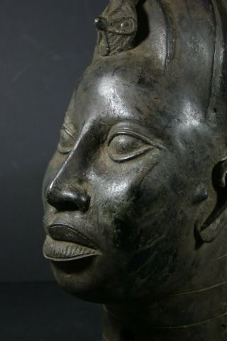 Life size IFE bronze African ONI KING head - Nigeria Benin,  TRIBAL ART 12