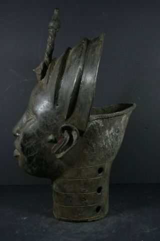 Life size IFE bronze African ONI KING head - Nigeria Benin,  TRIBAL ART 5