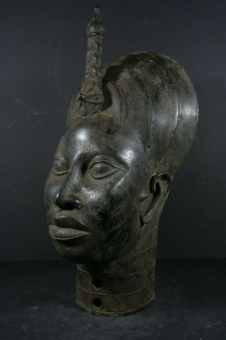 Life size IFE bronze African ONI KING head - Nigeria Benin,  TRIBAL ART 6
