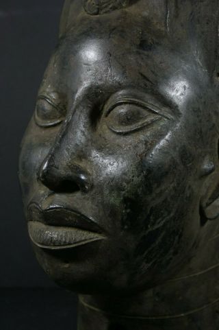 Life size IFE bronze African ONI KING head - Nigeria Benin,  TRIBAL ART 7
