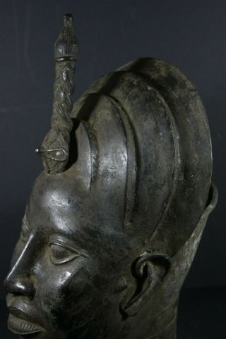 Life size IFE bronze African ONI KING head - Nigeria Benin,  TRIBAL ART 9