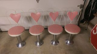 Antique Ice Cream Soda Parlor Diner Bar Swivel Chairs Stools Stool Pedestal