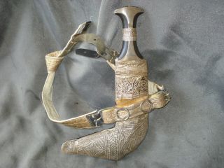 Antique Jambiya Khanjar Dagger Knife Silver Mounted Arab Oman Saudi
