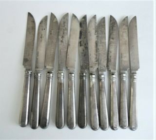 11 Antique Rare Coin Silver Knives By J.  Conning,  Mobile,  394 Grams,
