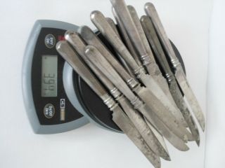 11 ANTIQUE RARE COIN SILVER KNIVES BY J.  CONNING,  MOBILE,  394 GRAMS, 4